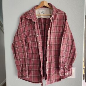 Plaid Button Down Shirt - Dark Pink